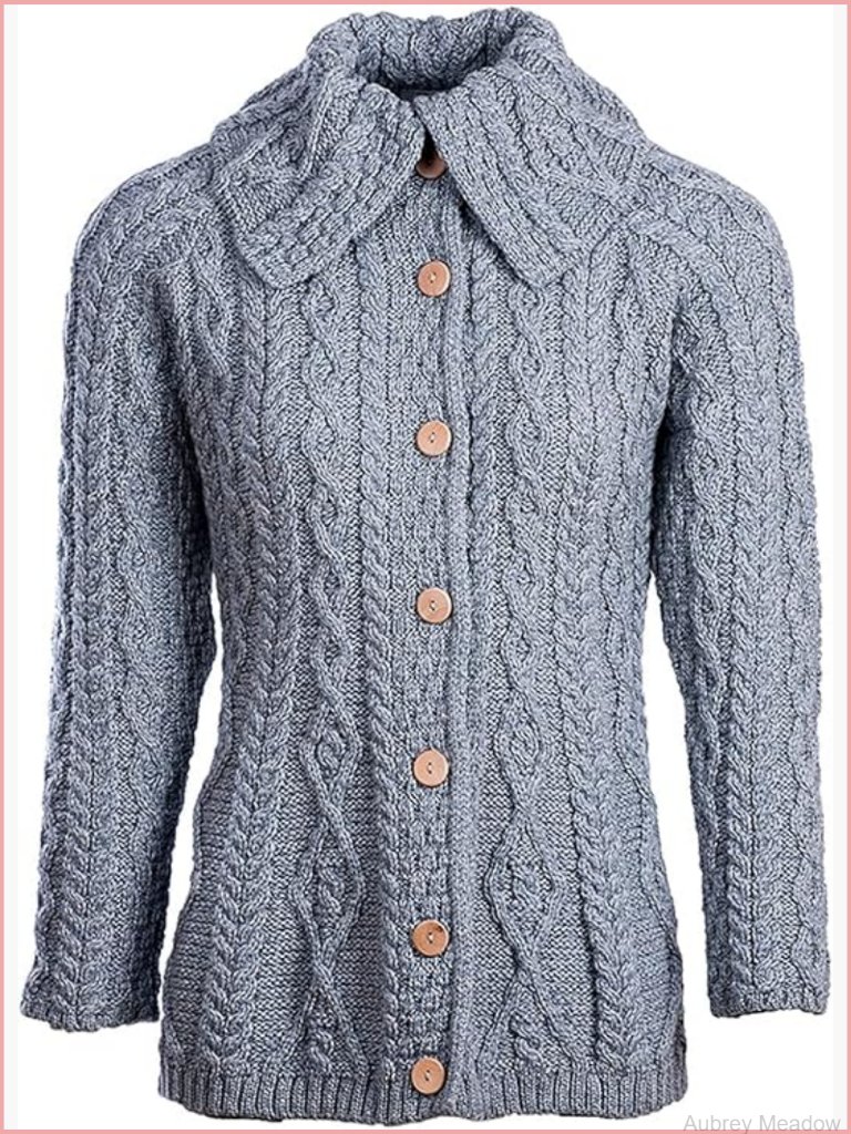 100% Merino Wool Cardigan With Buttons Made In Ireland